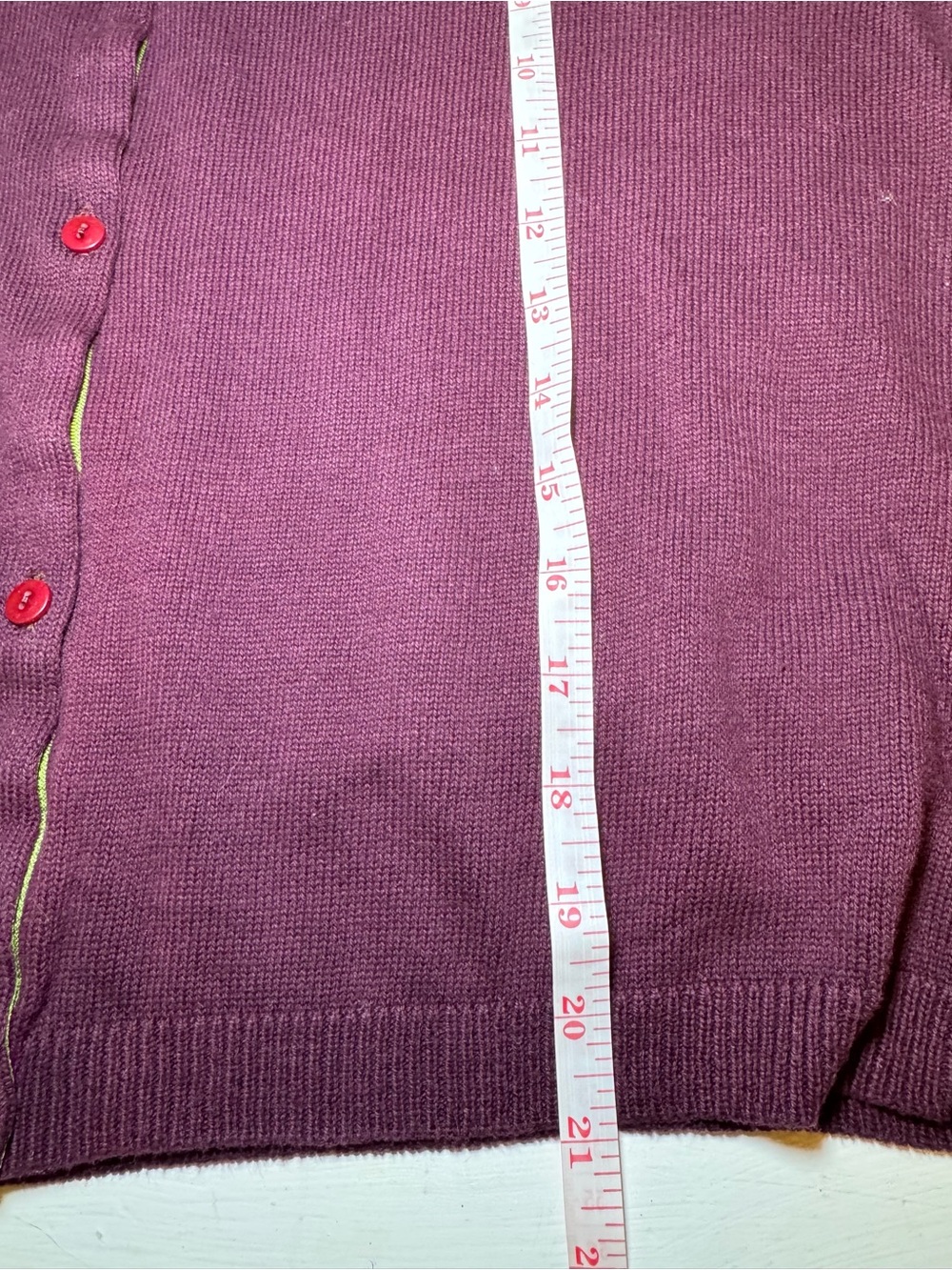 dELiA*s Plum Crewneck Cardigan with Red Buttons - Picture 10 of 11